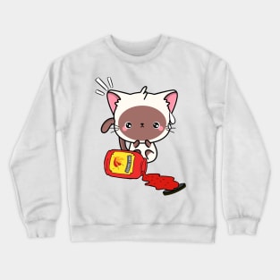 Funny White Cat Spilled Hot Sauce Crewneck Sweatshirt